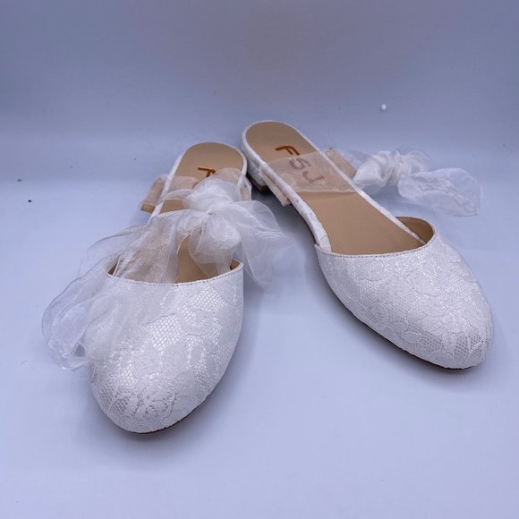 FSJ White Round Toe Low Heels Flat Lace Up Wedding - Picture 2 of 8